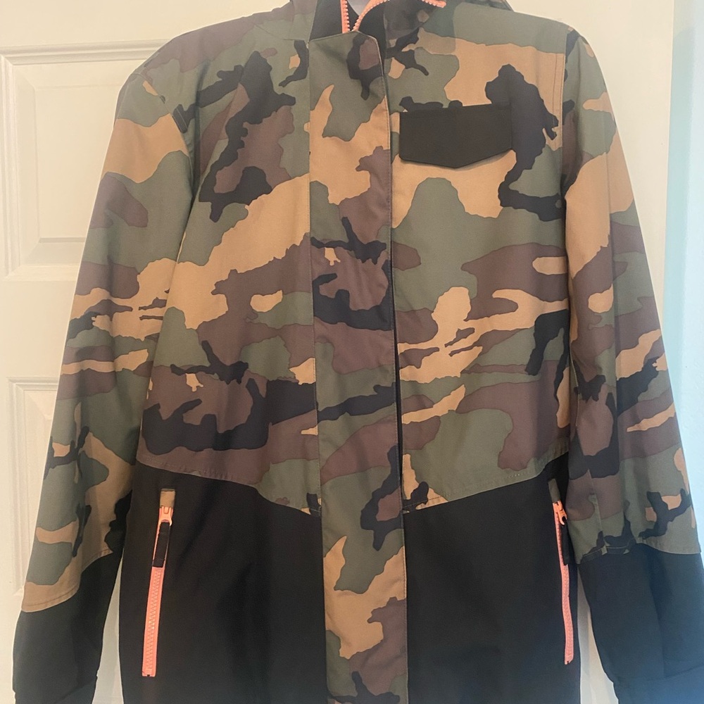 Camouflage Hooded Aperture Jacket with Black Accents